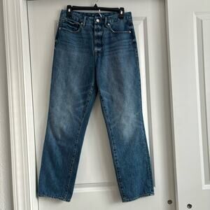 Good American Good Vintage Indigo Straight Leg Fray Sz 28